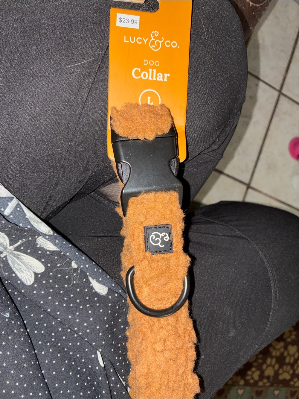 Lucy Brown Sherpa lined  Dog Collar